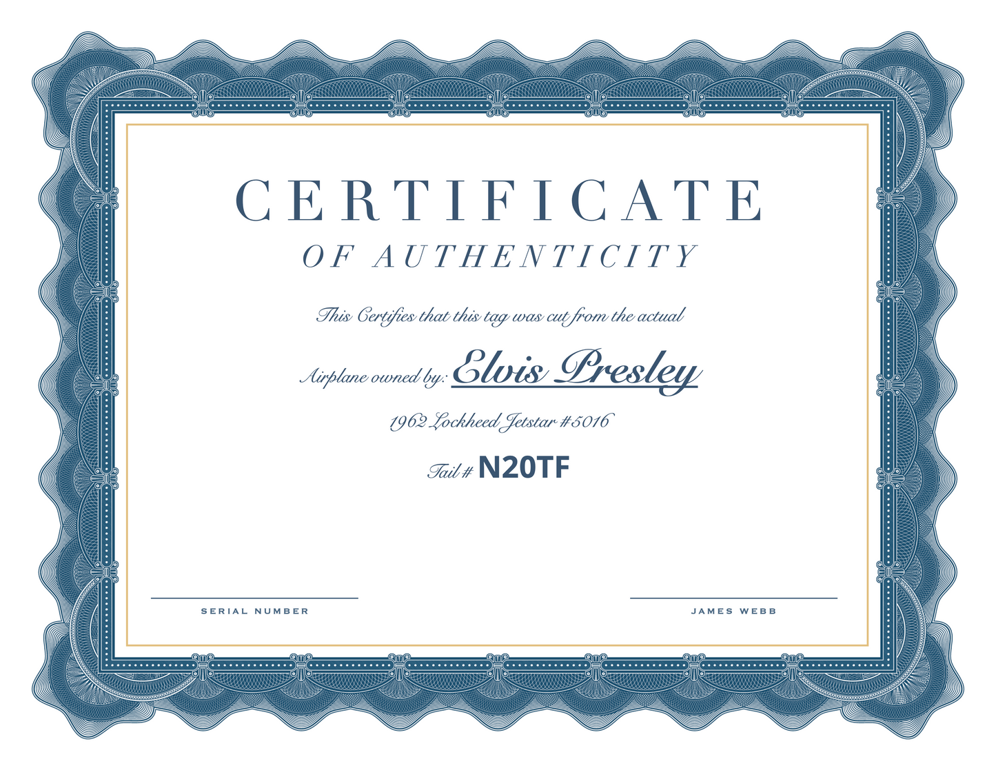 Elvis Jetstar Tag #1000-2167